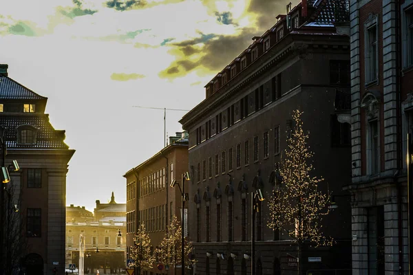 Stockholm Cityscape Morning Ray Shooting Location Sweden Stockholm — Stok fotoğraf