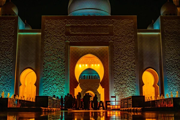 Shaking Mosque People Silhouette Abu Dhabi Uae Shooting Location Abdabi — стокове фото