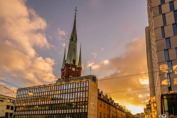 Stockholm cityscape and morning ray. Shooting Location: Sweden, Stockholm