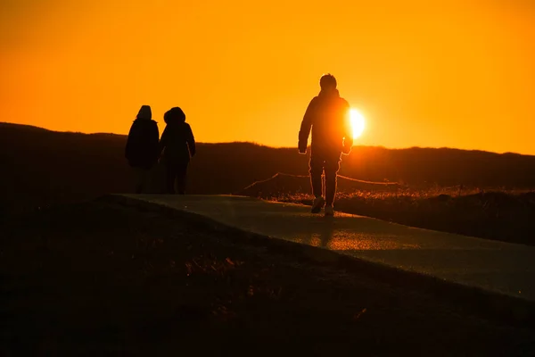 Gotorphoss Morning People Silhouette Shooting Location Iceland — Stockfoto