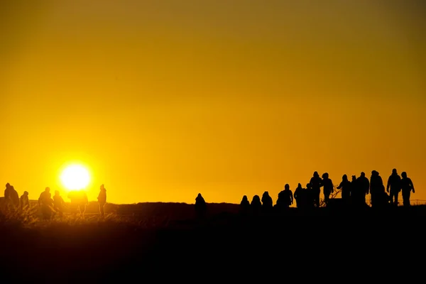 Gotorphoss Πρωί Και Άνθρωποι Σιλουέτα Τοποθεσία Λήψης Ισλανδία — Φωτογραφία Αρχείου