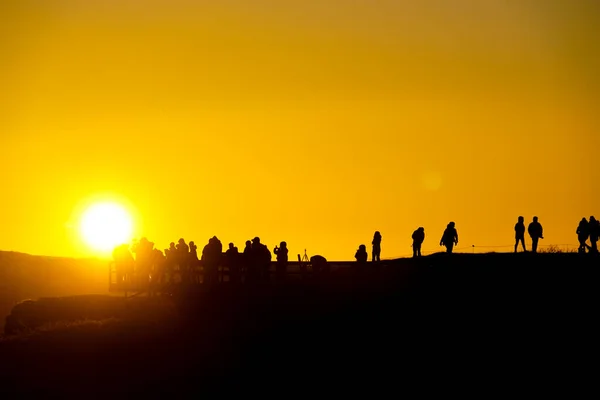 Gotorphoss Morning People Silhouette Shooting Location Iceland — Foto de Stock