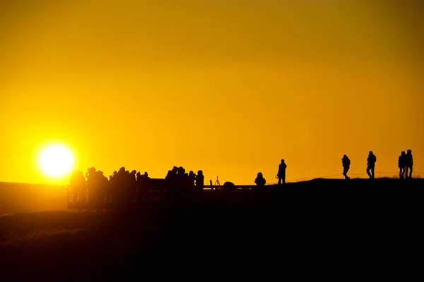 Gotorphoss Matin Silhouette Des Gens Lieu Tournage Islande — Photo