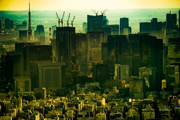 Tokyo binaları ve alacakaranlık gökyüzü. Çekim yeri: Sumida Ward, Tokyo
