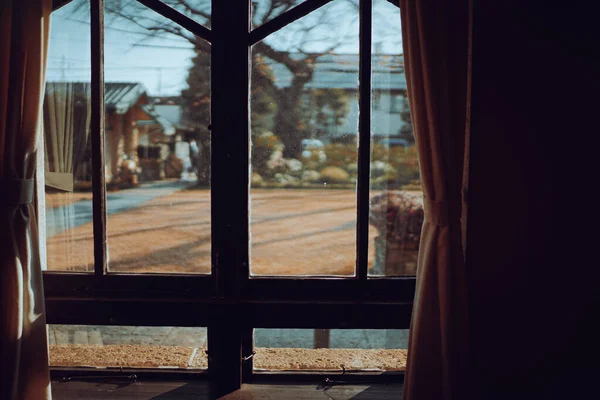 Jardín Visto Desde Ventana Retro Ubicación Del Disparo Toshima Ward —  Fotos de Stock