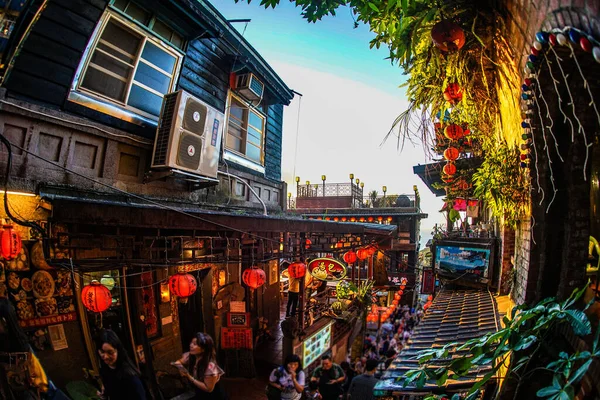 Jiuzhai Sokağının Tayvan Aydınlığı Atış Yeri Tayvan Taipei — Stok fotoğraf