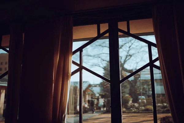 Jardín Visto Desde Ventana Retro Ubicación Del Disparo Toshima Ward —  Fotos de Stock