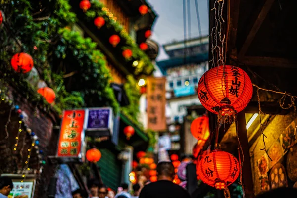 Lit Taiwan Der Gasse Von Jiuzhai Drehort Taiwan Taipeh — Stockfoto