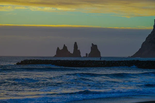 Black Beach Sunset Исландия Место Съемки Исландия — стоковое фото