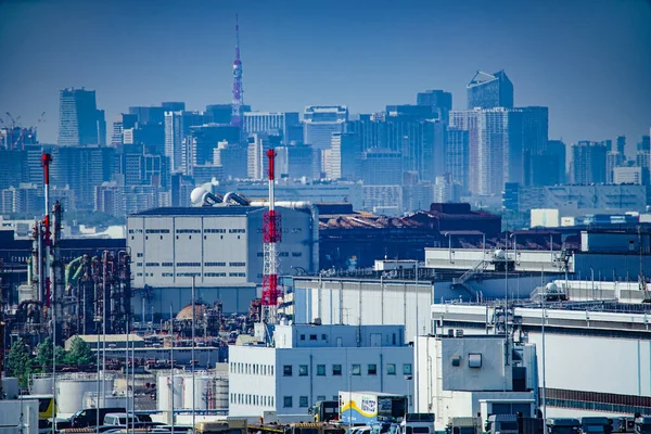 Будівництво Кейхінської Промислової Зони Токіо Місце Зйомок Місто Кавасакі Префектура — стокове фото