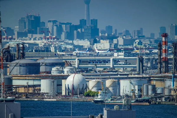Bouw Van Keihin Industrial Zone Tokio Schietplaats Kawasaki City Prefectuur — Stockfoto