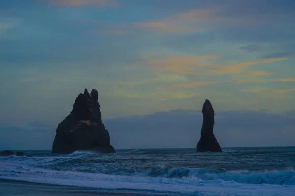 Black Beach Sunset Исландия Место Съемки Исландия — стоковое фото