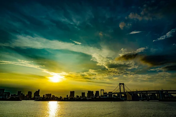 Landschaft Mit Regenbogenbrücke Drehort Minato Tokio — Stockfoto