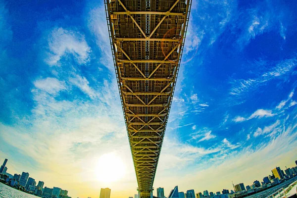 Paisagem Com Ponte Arco Íris Localização Tiroteio Minato Tokyo — Fotografia de Stock