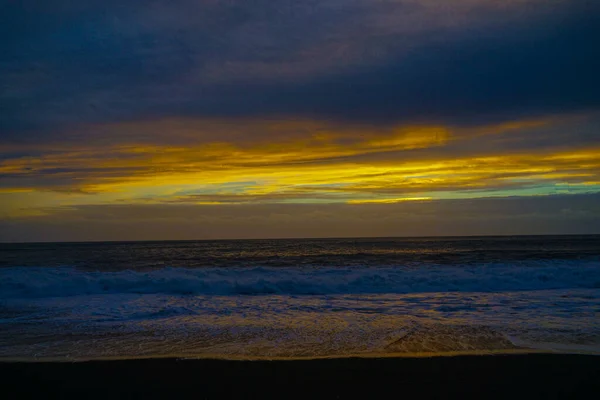 Black Beach Sunset Islande Lieu Tournage Islande — Photo