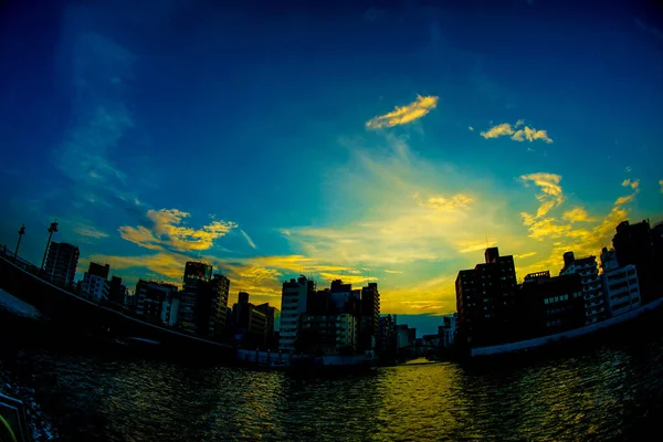 Coucher Soleil Rivière Sumida Quartier Taito Lieu Tournage Taito Tokyo — Photo