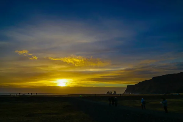 Black Beach Sunset Zlanda Çekim Konumu Zlanda — Stok fotoğraf