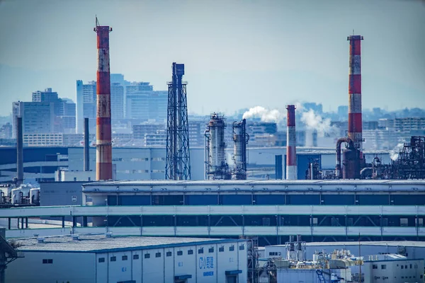 Plant Group Keihin Industry Shooting Location Kawasaki City Kanagawa Prefecture Stock Picture