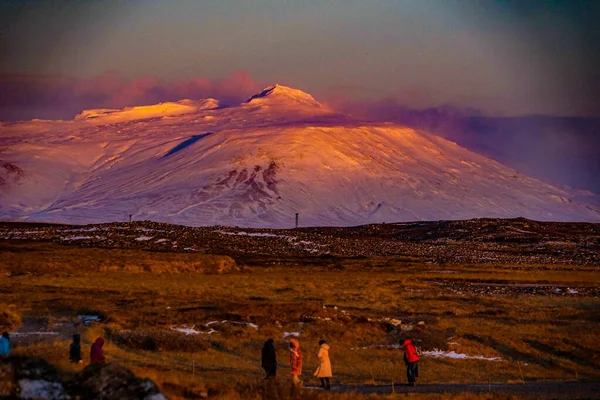 Wodospad Gotorphoss Poranne Promienie Miejsce Fotografowania Islandia — Zdjęcie stockowe