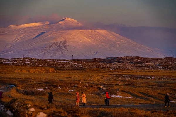 Wodospad Gotorphoss Poranne Promienie Miejsce Fotografowania Islandia — Zdjęcie stockowe