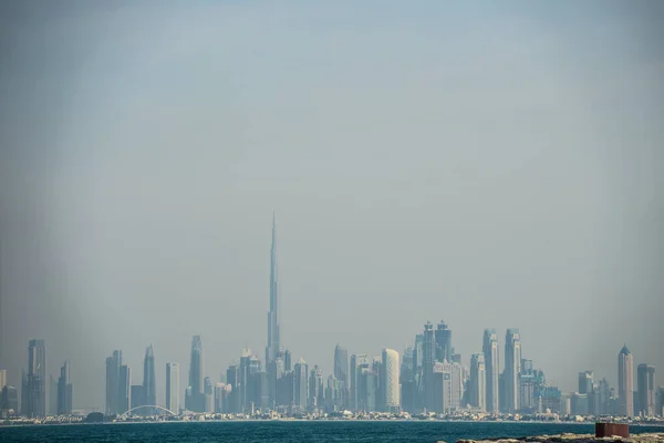 Edifício Dubai Visível Palm Gumera Localização Tiro Dubai — Fotografia de Stock