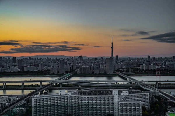 Tokyo Sky Tree Och Sunset Sky Plats För Fotografering Sumida — Stockfoto