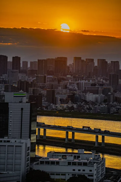 Tokyo Stata Scansionata Tramonto Luogo Delle Riprese Katsushika Tokyo — Foto Stock