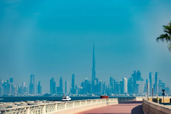 Edifício Dubai Visível Palm Gumera Localização Tiro Dubai — Fotografia de Stock