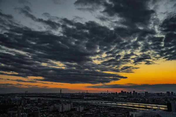 东京在黄昏时被扫描过 射击地点 东京Katsushika — 图库照片