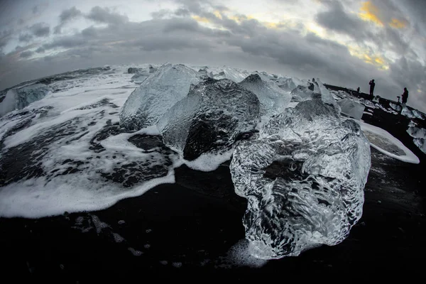 ヨークトル オーロン ダイヤモンド ビーチ アイスランド 撮影場所 アイスランド — ストック写真