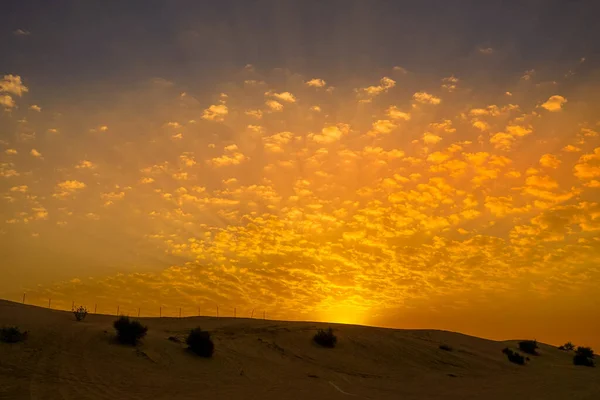Západ Slunce Arabské Poušti Místo Střelby Dubaj — Stock fotografie