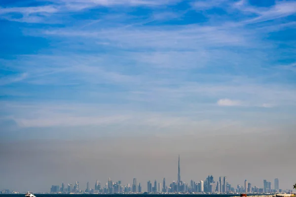 Edifício Dubai Visível Palm Gumera Localização Tiro Dubai — Fotografia de Stock