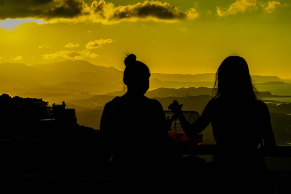 日没のビュー台湾Jiuzhaiから見た 撮影場所 台北市台湾 — ストック写真