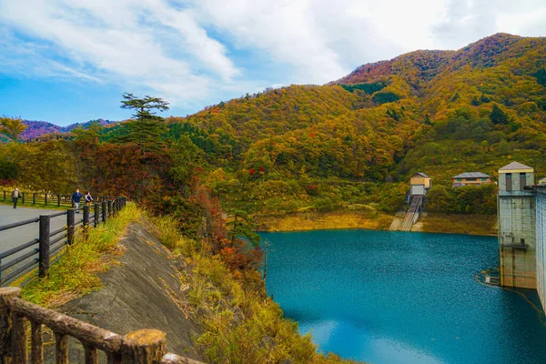 Autumn Leaves Million Dam Shooting Location Gunma Prefecture — Foto de Stock