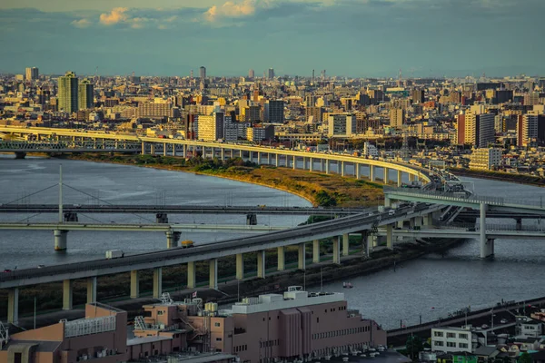 Metropolitan Expressway Central Loop Line and Tokyo Town. Shooting Location: Edogawa -ku, Tokyo