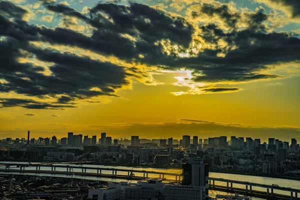 Grupper Och Kvällsutsikt Centrala Tokyo Skytteläge Edogawa Tokyo — Stockfoto