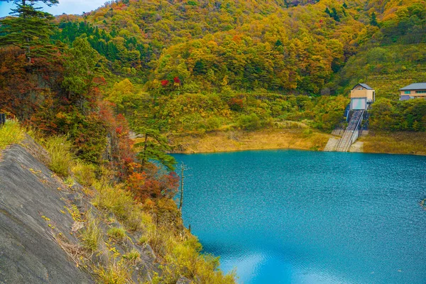 Autumn Leaves Million Dam Shooting Location Gunma Prefecture — Foto de Stock