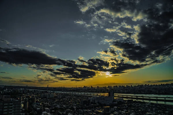 Grupper Och Kvällsutsikt Centrala Tokyo Skytteläge Edogawa Tokyo — Stockfoto