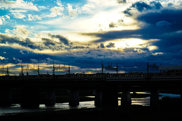 藤田川和登藤市铁路线的河床射击地点 东京Setagaya — 图库照片