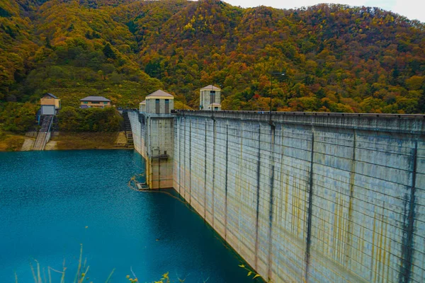 Shinkawa Dam Autumn Mountains Shooting Location Gunma Prefecture — Foto de Stock