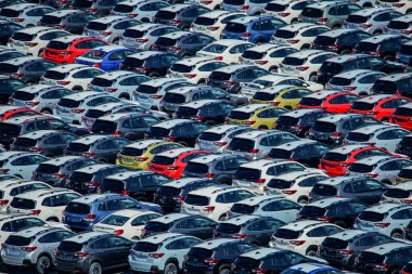 Many colorful cars. Shooting Location: Kawasaki City, Kanagawa Prefecture