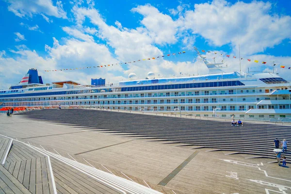 Asuka Luxury Cruise Ship Anchored Yokohama Shooting Location Naka Yokohama — стоковое фото