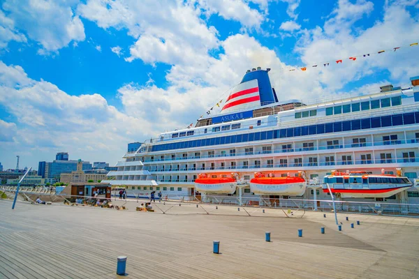 Asuka Luxury Cruise Ship Anchored Yokohama Shooting Location Naka Yokohama — Stok fotoğraf