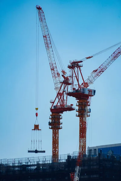 Large Crane Building Construction Site Shooting Location Yokohama City Kanagawa — Zdjęcie stockowe