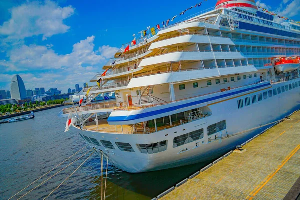 Asuka Luxury Cruise Ship Anchored Yokohama Shooting Location Naka Yokohama — Stok fotoğraf