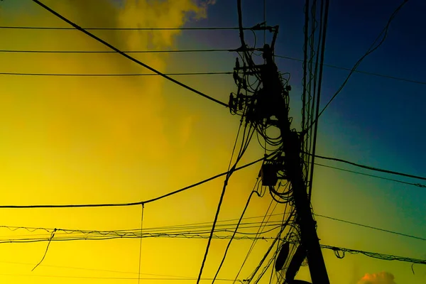 Town Wrapped Dusk Electric Wires Shooting Location Kanagawa Yokohama — Stockfoto
