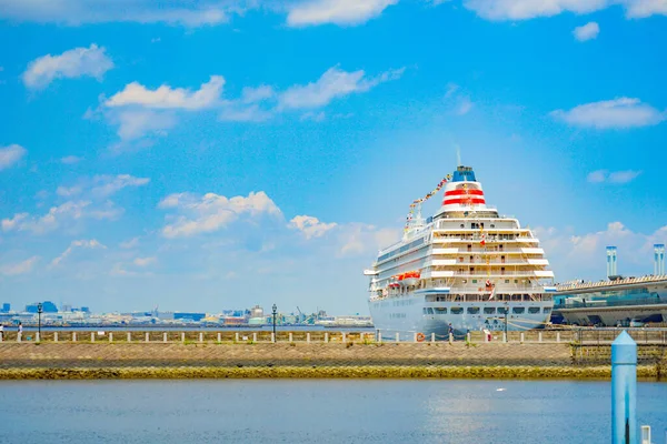 Asuka Luxury Cruise Ship Anchored Yokohama Shooting Location Naka Yokohama — 스톡 사진