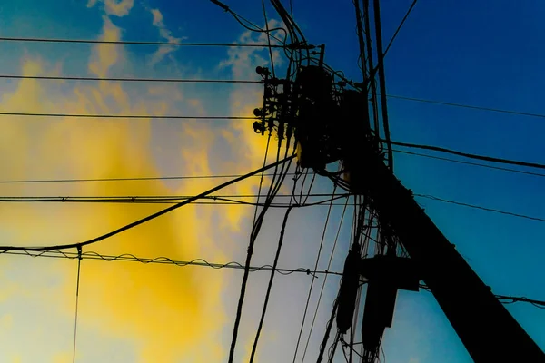 Town Wrapped Dusk Electric Wires Shooting Location Kanagawa Yokohama — Stock Photo, Image