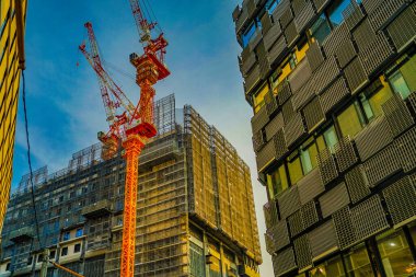 İnşaat halindeki yüksek binalar (Yokohama Tsuruya -cho). Çekim yeri: Yokohama-şehir kanagawa ili