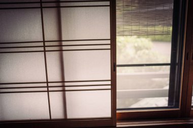Japon tarzı Shoji odası. Çekim yeri: Kobe şehri, Hyogo Bölgesi